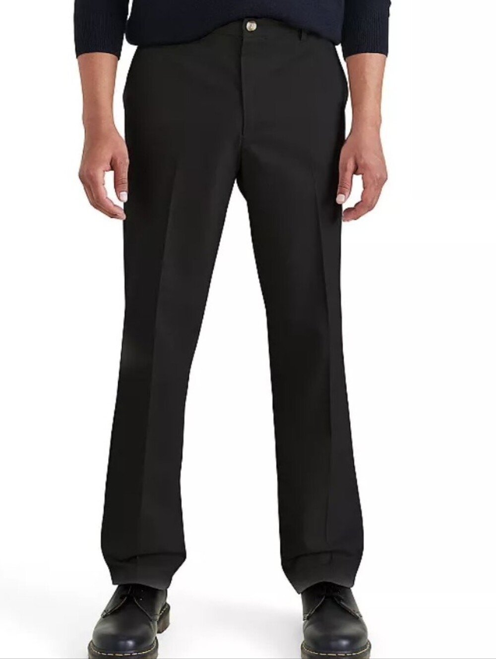 nwt DOCKERS Iron Free Pants 34x32 black Flat Front Khakis D3 Classic Fit trouser